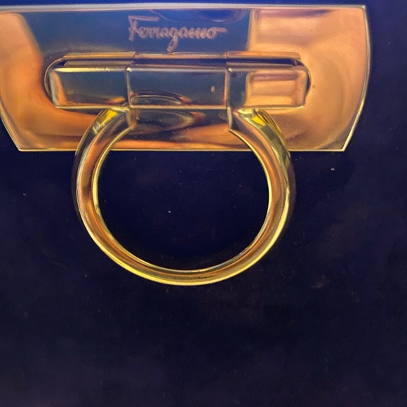 Purple and Gold Structured Clutch with Lock Closure - Picture 2 of 7